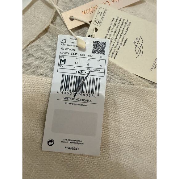 Linen Tie Sash Mango MNG Maxi Dress Size Medium NWT Beach Wedding Party Vacation - Picture 6 of 12